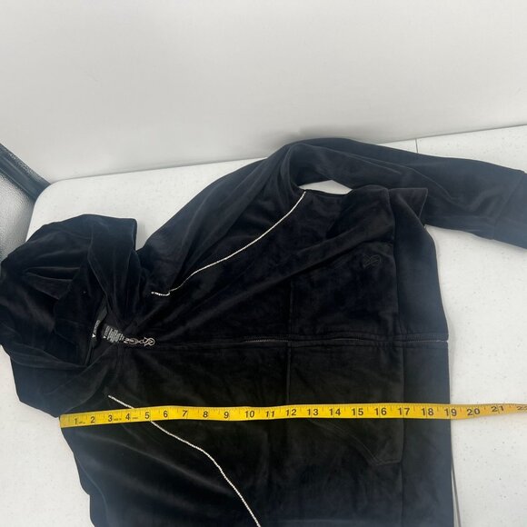 Victoria's Secret Women Size XS Black Y2K Velour Full Zip Crop Jacket - Picture 6 of 10